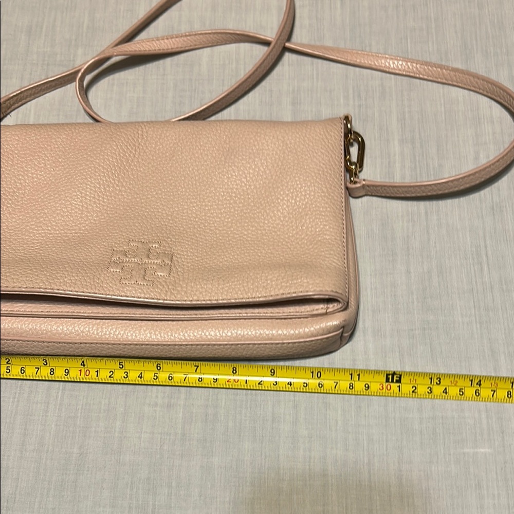 Tory Burch Thea Fold Over Messenger Pink Crossbody Bag with Adjustable Strap - Picture 8 of 10
